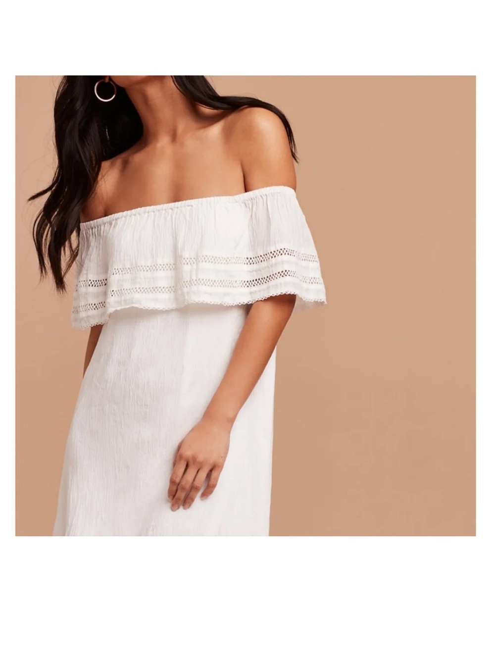 Aritzia Wilfred Off-the-Shoulder White Ruffle Dress size small